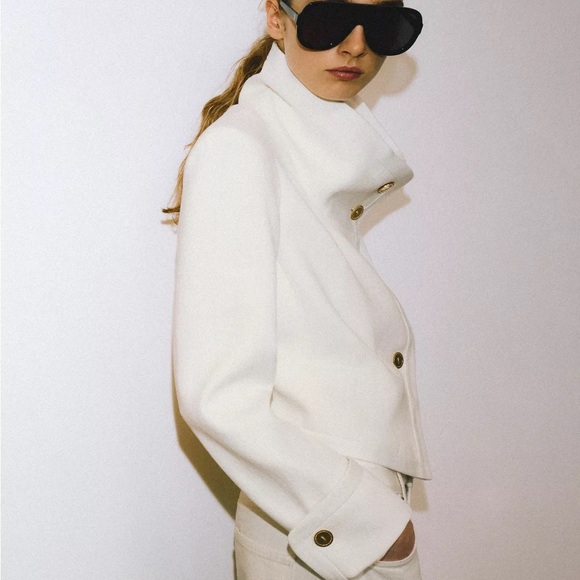 ZARA ZW COLLECTION LIMITED EDITION CONTRASTING CROPPED JACKET - Picture 6 of 11